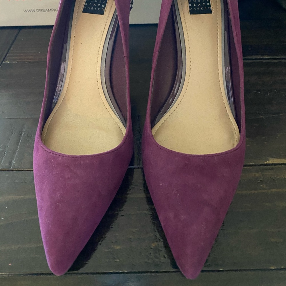 White House Black Market Purple Suede Rhinestone